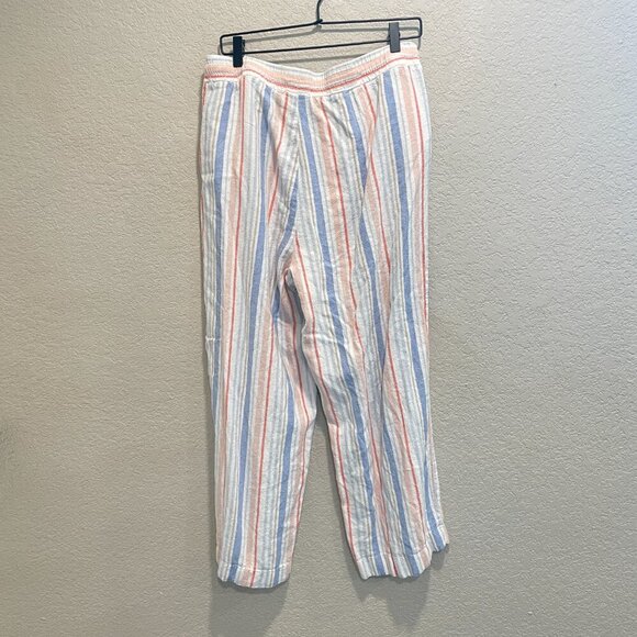 Rafaella Striped Linen Blend Wide Leg Pull On Pants XL - Picture 4 of 9